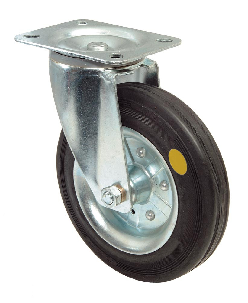 Transportgeräterolle Gummi 160 mm Anschraubplatte Lenkrolle mit Bremse Rolle Rad 